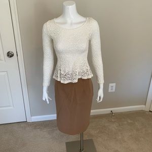 Mango brown pencil skirt